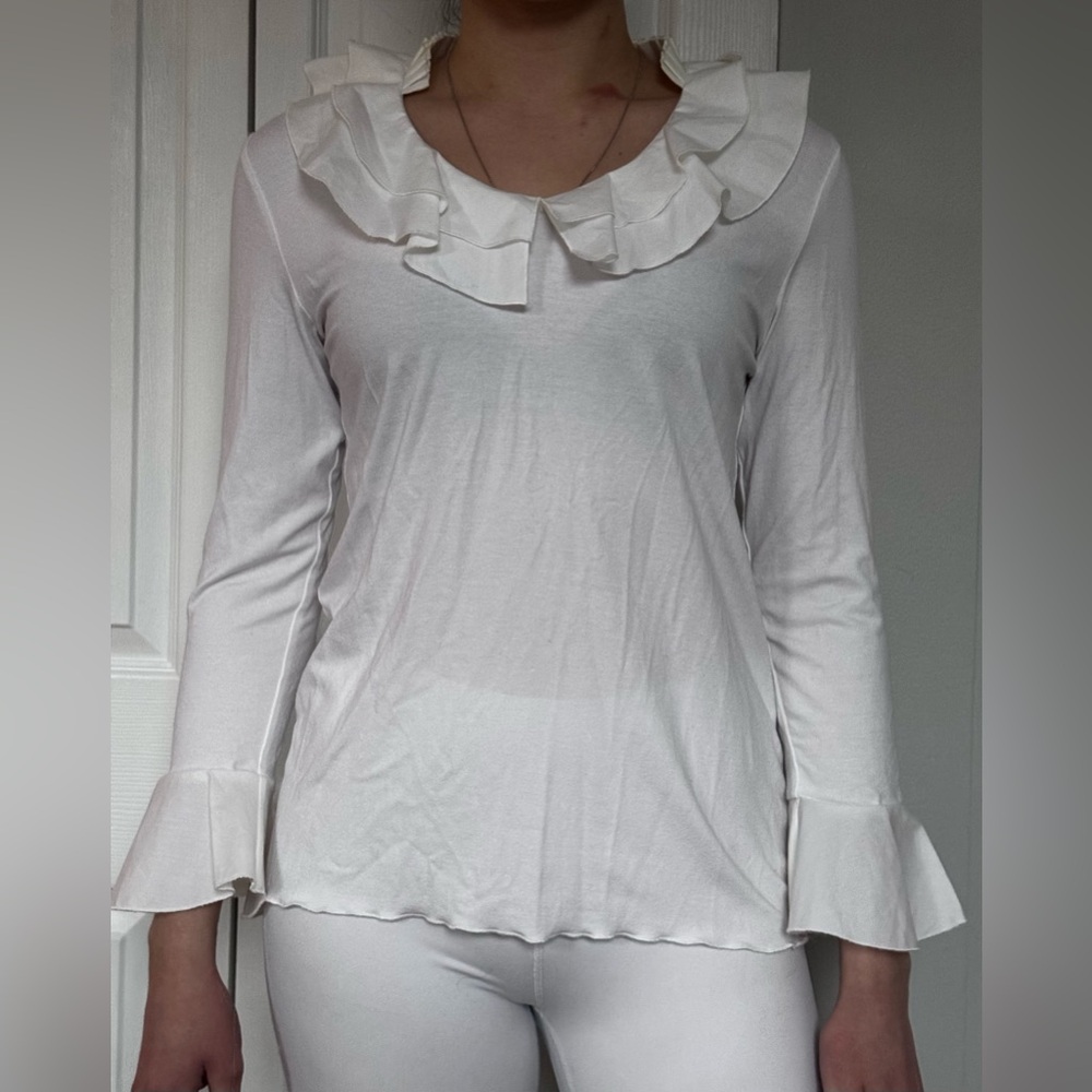 Sara Campbell White Collared top